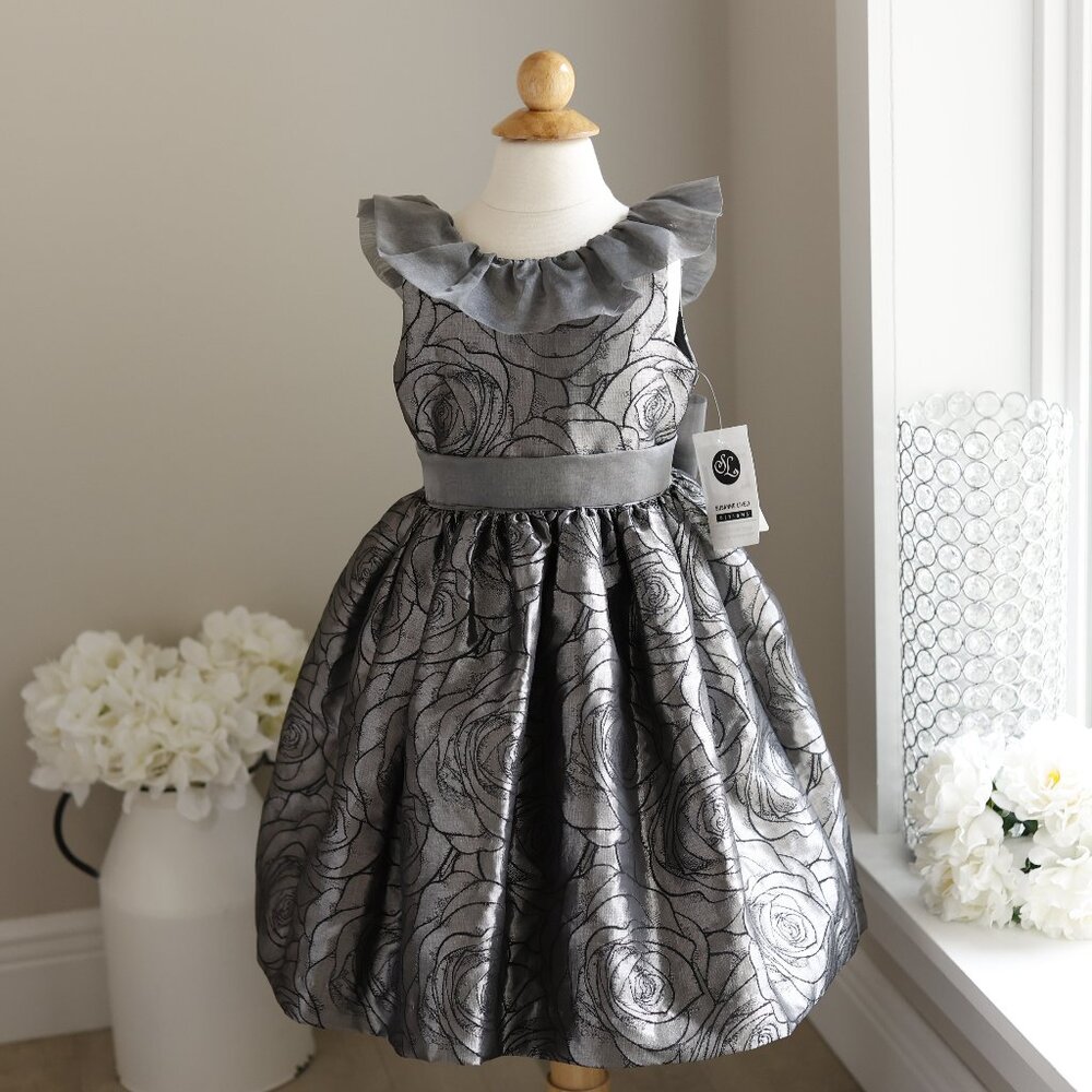 Silver Lamé Brocade Fancy Party Recital Dress Designer Susanne Lively Size 4 NWT
